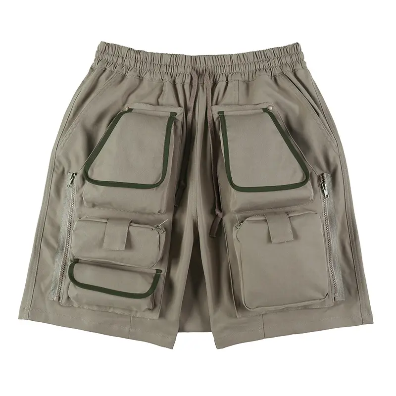 Customized Men's Summer Casual Elastic Waist Shorts Multi Pocket Detachable Cargo Shorts