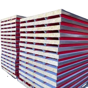 Atap batu wol Panel Sandwich aluminium dinding Sandwich harga Panel dinding bangunan rumah gabungan, hotel logam SF