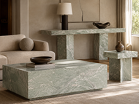 Dalles de marbre vert Kunlun polies, coupées sur mesure, pour revêtements muraux, plans de travail d'îlots de cuisine, dessus de tables à manger et dessus de meubles de salle de bain sur mesure