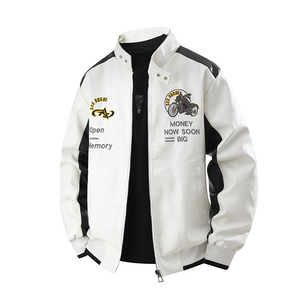 Giacca da <span class=keywords><strong>uomo</strong></span> in pelle PU con ricami pesanti, stile hip-hop europeo, da motociclista, vestibilità ampia e <span class=keywords><strong>di</strong></span> <span class=keywords><strong>tendenza</strong></span> - Product Image 2