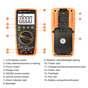 VICTOR-condensador VC9804A + 20mF, frecuencia de 20MHz con función de temperatura, multímetro digital verdadero <span class=keywords><strong>RMS</strong></span> - Product Image 3