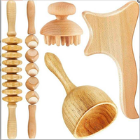 Rouleau de massage en bois et ceinture de ventouses Gua Sha – Outils naturels pour l'application corporelle