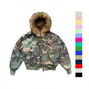 Giacca Bomber da <span class=keywords><strong>Uomo</strong></span> Invernale <span class=keywords><strong>con</strong></span> Cappuccio e Finiture in <span class=keywords><strong>Pelliccia</strong></span>, Reversibile, Antivento, Spessa, <span class=keywords><strong>con</strong></span> Imbottitura in Cotone e Poliestere, da Fabbriche di Abbigliamento - Product Image 2