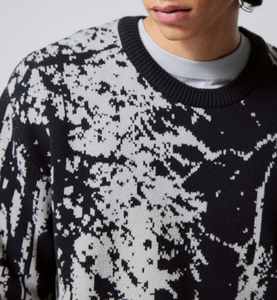 Pull-over à manches longues en coton noir et blanc à col rond pour hommes à la mode - Product Image 3