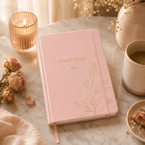 Journal guidé LABON « Inner Peace » rose, agenda bien-être, couverture rigide florale dorée, esthétique pour la santé <span class=keywords><strong>mentale</strong></span>, réflexion quotidienne - Product Image 1