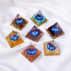 Pirámide de Orgonita con Cristales de <span class=keywords><strong>Amatista</strong></span> Natural de 5cm, Piedra Curativa, 12 Constelaciones, Decoración - Product Image 3