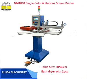 Máquina de Serigrafía Automática de 6 Estaciones y 1 Color para Impresión de Logotipos Pequeños, Máquina de Impresión Multifunción - Product Image 1