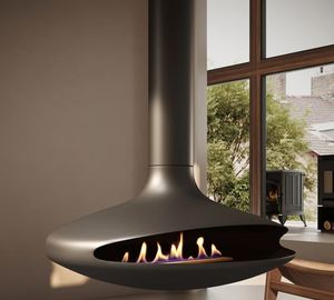 Cheminée à éthanol murale suspendue et poêle flottante d'intérieur en acier au carbone, design contemporain, chauffage pour villas ou hôtels - Product Image 4