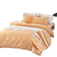 Parure de lit en velours cristal polyester, vente en gros d'usine, options multicolores, sur mesure, ensemble 4 pièces pour la décoration de chambre à coucher