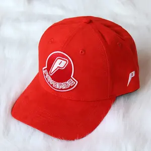 Großhandel benutzer definierte Stickerei Patch Plain strukturierte Red Dad Hut Kappe Wildleder Baseball Cap Sport hut