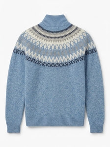 Finesse Quality LS Troyer Neck Geometric Jacquard 85% Acrylic 15% RWS Wool 7GG <b>Mens</b> Winter Knit <b>Pullover</b> - Product Image 2