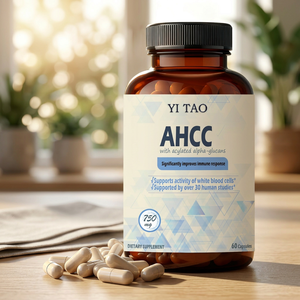 Suplemento AHCC de 750 mg, que contiene alfa-glucano acetilado, un producto que apoya el sistema inmunitario y mejora la actividad de las células blancas del sangre. - Product Image 1