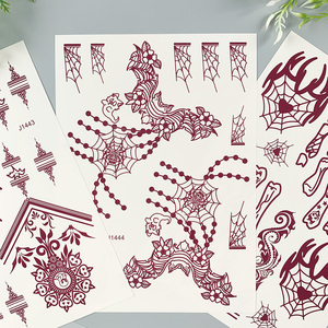 Autocollant de <span class=keywords><strong>tatouage</strong></span> temporaire <span class=keywords><strong>au</strong></span> <span class=keywords><strong>henné</strong></span> <span class=keywords><strong>simple</strong></span> pour Halloween, imperméable, pour la peinture artistique sur les mains, les pieds et le corps, motif crâne, araignée, <span class=keywords><strong>tatouage</strong></span> Mehndi pour festival - Product Image 6