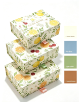 Boîte cadeau rigide écologique et recyclable avec illustration de plantes fraîches, ruban et poignée à tirer, emballage cadeau d'anniversaire coloré