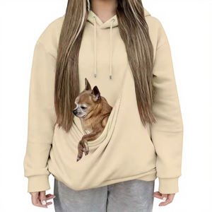 Asit Yıkama Evcil Hayvan Taşıma Ceketi Kanguru Köpek Çantası ile |   Unisex Polar Kazak |   Uzun Kollu Günlük Sweatshirt - Product Image 3