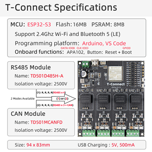 Placa DE DESARROLLO LILYGO t-connect IOT con módulo RS485/CAN, cuatro conjuntos de datos de salida para kits y placas - Product Image 6