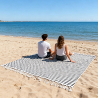 Serviette de plage en coton de luxe tropicale turque moderne à séchage rapide, très absorbante, teinte en fil, grande taille, rayée, douce, pour la piscine, vente chaude