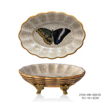 Plaque en céramique et laiton de luxe avec motif papillon pour la décoration de la maison, du bureau et des hôtels