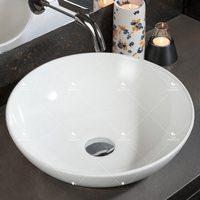 Forme ronde Comptoir en céramique de couleur blanche Bonne qualité Sanitaire Lavabo Salle de bain Art Évier Bol