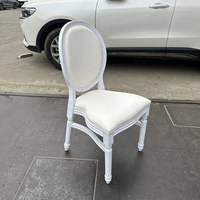 Silla apilable de resina plástica estilo francés con respaldo redondo para hotel, bodas, fiestas, comedor, entrada, parque, exterior, desmontable