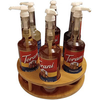 Support de bouteilles de sirop de café en bambou - Organisateur multifonctionnel de table, porte-vin sur pied