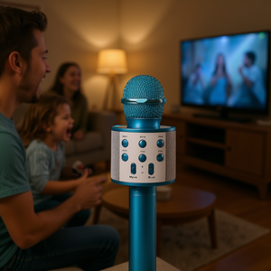 Microphone sans fil rechargeable Myrva bleu pour karaoké à domicile - Product Image 2