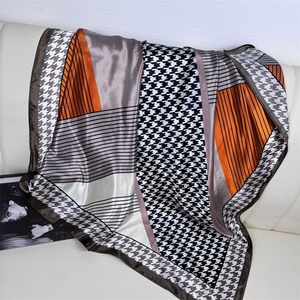 Bufanda cuadrada grande <span class=keywords><strong>de</strong></span> satén <span class=keywords><strong>de</strong></span> 90cm a la moda, bufanda colorida barata para mujer - Product Image 4