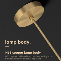 Lámpara Colgante LED Minimalista de Latón Macizo, Moderna y Lujosa, con Cable Largo, Regulable, Tamaño Mediano, para Dormitorio, Mesita de Noche, Comedor, Bar