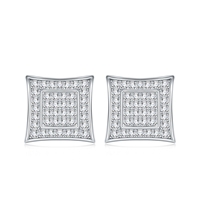 Pendientes de Moissanita Cuadrados de Plata Esterlina 925 con Engaste Iced Out y Cierre de Rosca para Hombre y Mujer, Joyería Hip Hop