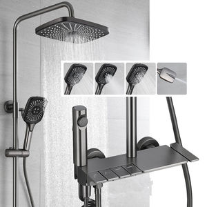 Juego de cabezal de ducha Piano Four Gear para uso doméstico, con botón de silicona líquida de alta presión para salida de <span class=keywords><strong>agua</strong></span> - Product Image 2