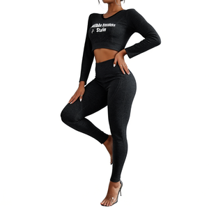 Tuta Sportiva da Donna a Vita Alta Marca Suzhen, Casual, per Fitness, Maniche Lunghe, Pantaloni Tinta Unita per Autunno Inverno Modello SZ-30 - Product Image 1