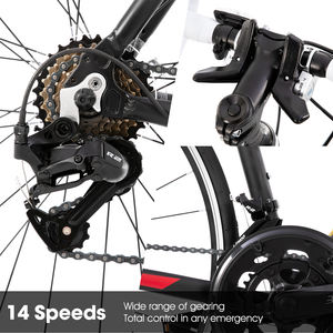JOYKIE-Cadre rigide (amortisseur non arrière) Vélo de course sur <span class=keywords><strong>route</strong></span> 700C avec cadre en alliage à 14 vitesses - Product Image 3