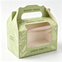 Boîte à gâteau portable en carton écologique recyclable avec fenêtre, gaufrage, auto-érection, emballage de dessert protecteur et personnalisable