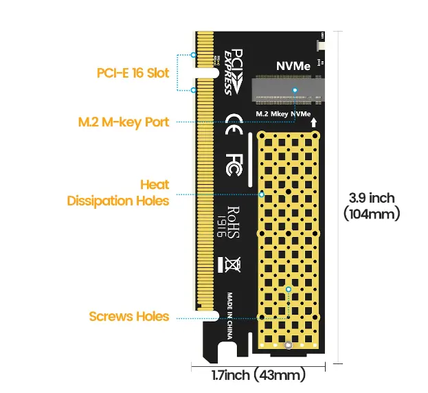 M.2 NVME SSD NGFF в PCIE 4,0 X16 M адаптер ключ интерфейсная карта, M.2 ключ-M SSD в PCI 3,0 Express Расширительная карта с термоподушкой