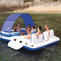 Chaises longues flottantes Ocean Lounge 12,8x9 pieds, lit flottant, ponton flottant, ponton gonflable pour bateau avec auvent