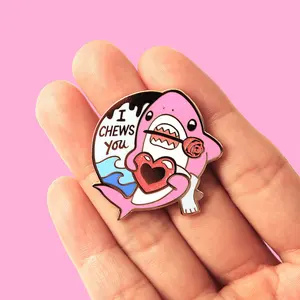 Factory Supplier Pink Cute Love Shark Soft Lapel Pin Custom Cartoon Badge Gift Enamel Pins For Backpack Clothes