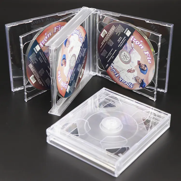 Soporte de DVD transparente con bandeja abatible de doble cara, caja de almacenamiento de DVD, caja de disco de <span class=keywords><strong>blu</strong></span>-<span class=keywords><strong>ray</strong></span>, caja de música de CD, venta al por mayor