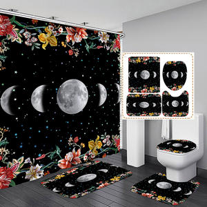 Moon Phase Moonlit Celestial Flower Decoración para el hogar Accesorios de baño Alfombras Juegos de cortinas de Ducha - Product Image 2