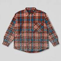 Chemise en flanelle à carreaux pour homme, en coton épais, effet éclaboussures de peinture et vieilli, design 2026, prix usine, pour marques streetwear, personnalisable
