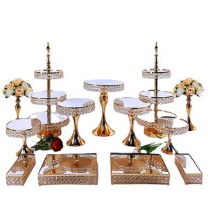 Exhibidor de Postres de <span class=keywords><strong>Cristal</strong></span> Popular, Exhibidor de Frutas en Torre, Juego de Soportes para Tartas de Metal con Múltiples Estilos Combinables para Fiestas de Cumpleaños - Product Image 6