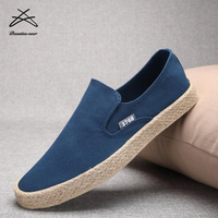 Espadrilles en toile pour hommes de haute qualité, chaussures décontractées en paille à enfiler, mocassins en toile pour hommes, chaussures en caoutchouc, baskets
