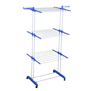 Stendibiancheria Mobile a 3 Ripiani Salvaspazio, Stendino Pieghevole da Pavimento, Armadio Guardaroba Estensibile e Organizer - Product Image 4