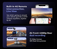 Caméra de tableau de bord 4G à double objectif avant 2K et arrière 1080P, avec communication bidirectionnelle, GPS Beidou double mode, suivi GPS, diffusion en direct et surveillance de stationnement 24H