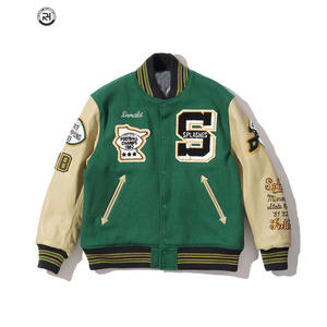 Veste universitaire d'équipe personnalisée, baseball, collège, hiver, col montant, patch en chenille et broderie, logo personnalisé, OEM, uni teint - Product Image 1