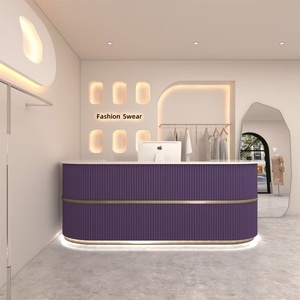 Custom Logo Cashier Front <b>Desk</b> Oval Reception <b>Desk</b> Hot Pink Salon Furniture <b>Simple</b> Clothing Store Reception <b>Desk</b> - Product Image 4
