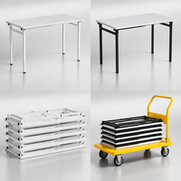 Table de formation pliable avec cadre en acier résistant à la rouille de 25 mm, bureau d'ordinateur modulaire empilable pour le bureau et l'école
