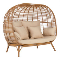 Sofá Moderno de Metal con Diseño de Nido de Pájaro, Silla de Jardín Tipo Jaula para Pájaros, Muebles de Exterior, Cama Redonda para el Día
