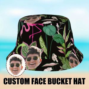 Sombrero de Pescador Personalizado con Foto, Diseño de Hojas Tropicales, Añade Imagen Facial, Sombrero de Verano para Viajes, Hombres y Mujeres, Pesca, 100% Personalizado - Product Image 2