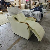 Fauteuil de lavage électrique avec télécommande, dossier inclinable, repose-pieds et cuvette en céramique pour salon et SPA