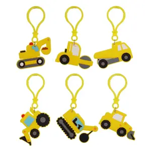 Engineering car key chain cute cartoon tractor children PVC key ring car pendant accessories small gift